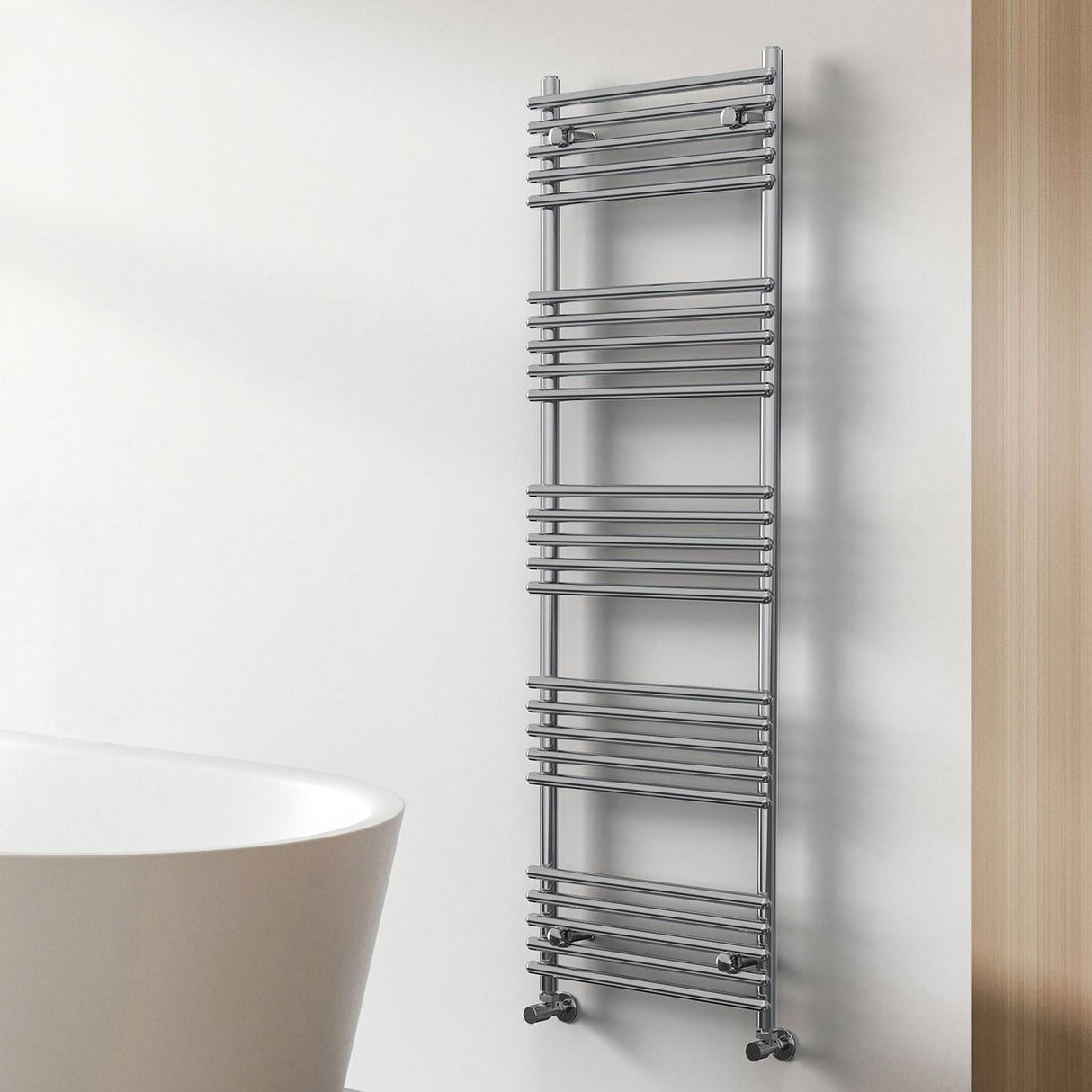 Vogue Designer Towel Radiators Vogue Tune Straight Designer Towel Radiator in Chrome