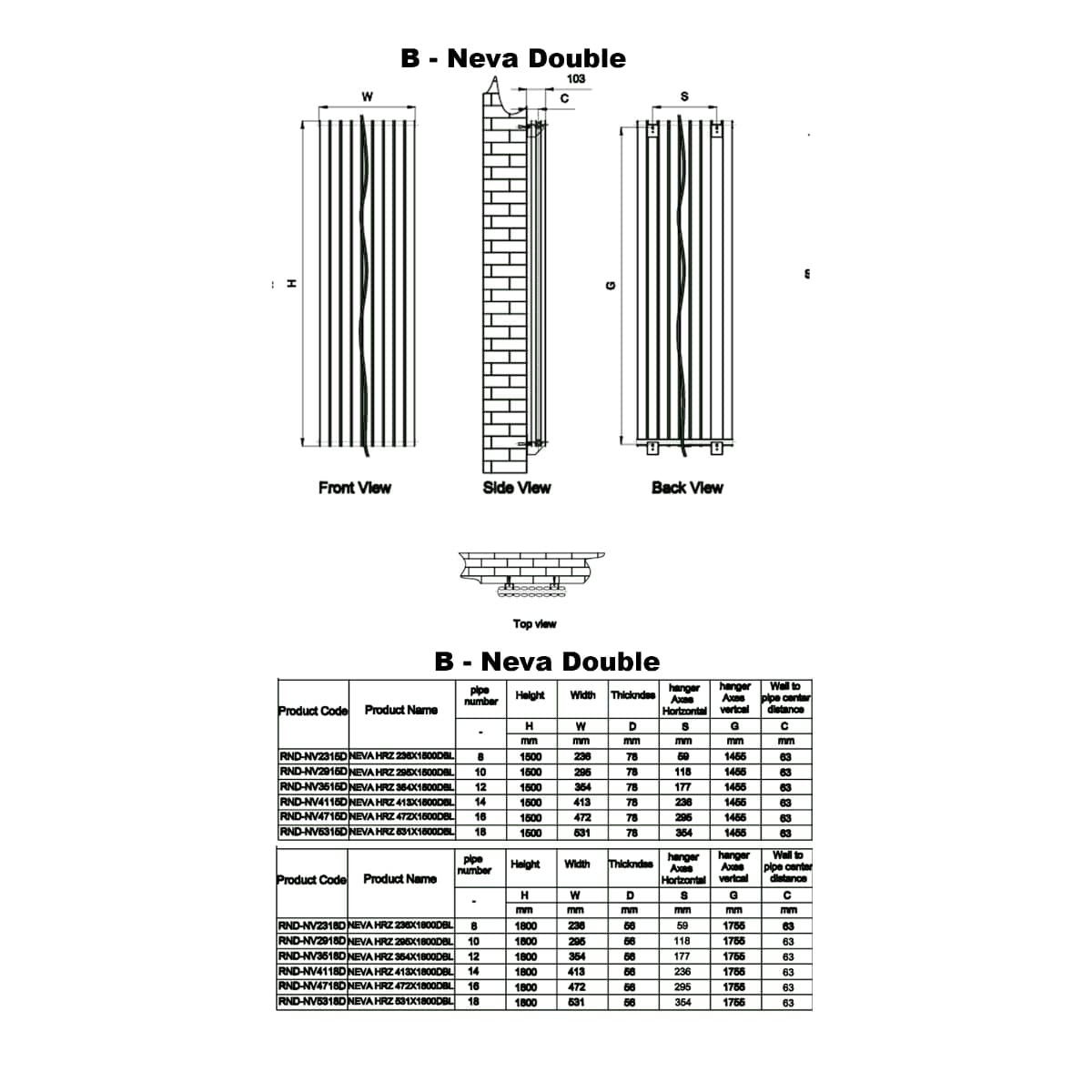 Reina Panel Radiator Reina Neva Vertical Double Panel Central Heating Radiator