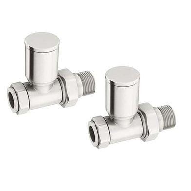 Totally Rads Radiator Valves Redroom Straight Manual Round Radiator Valves (Pair) Brushed Nickel