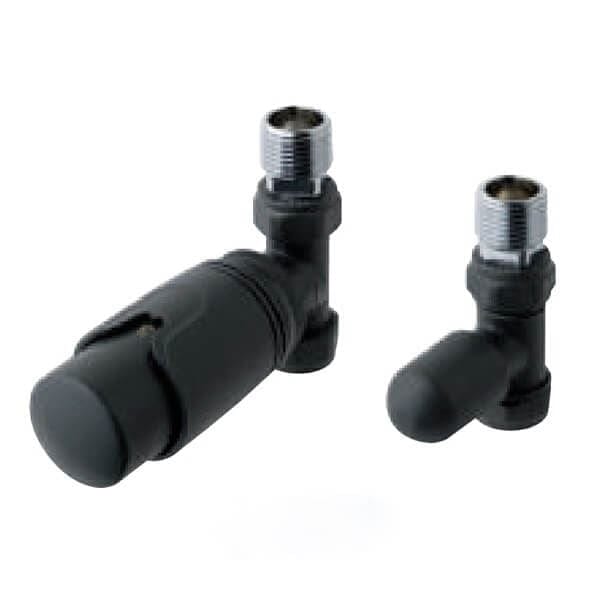 Totally Rads Eastbrook Biava Thermostatic Straight Radiator Valve and Lockshield - Matt Anthracite - 41.3021