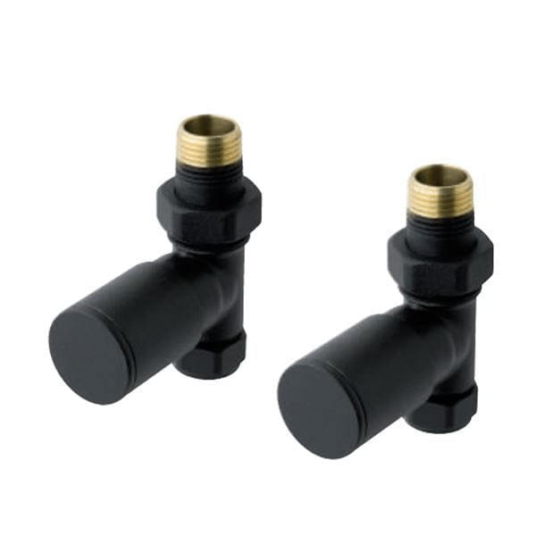 Totally Rads Eastbrook Straight Manual Radiator Valves Pair - Matt Black - 41.3014