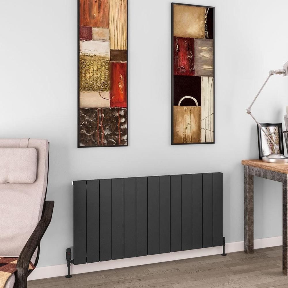 Eastbrook Flat Panel Radiators Eastbrook Charlton Horizontal Designer Radiator in Matt Anthracite 600 x 1230 / Central Heating