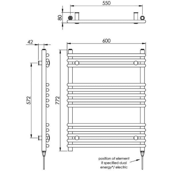 Vogue Designer Towel Radiators Vogue Tune Straight Designer Towel Radiator in Chrome
