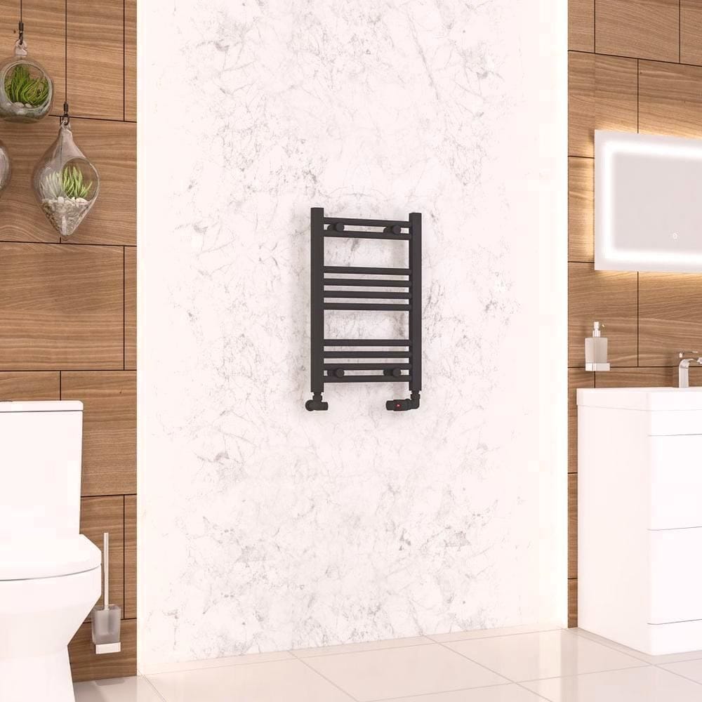 Eastbrook Ladder Rail Eastbrook Wendover Straight Vertical Heated Towel Rail in Matt Black 600 x 400 / Electric Only