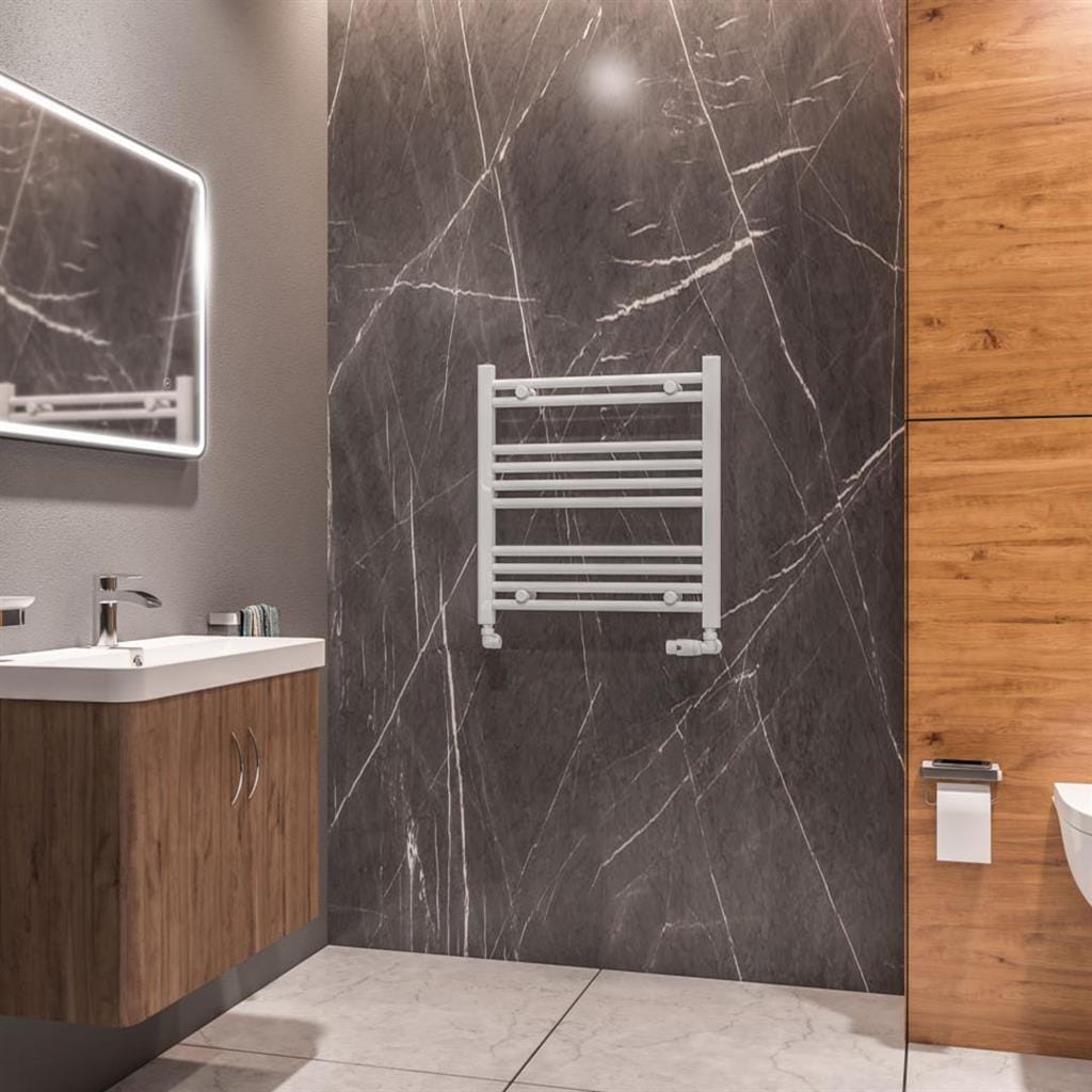 Eastbrook Ladder Rail Eastbrook Westward Vertical Straight Heated Towel Rail - 600 x 600mm - Gloss White