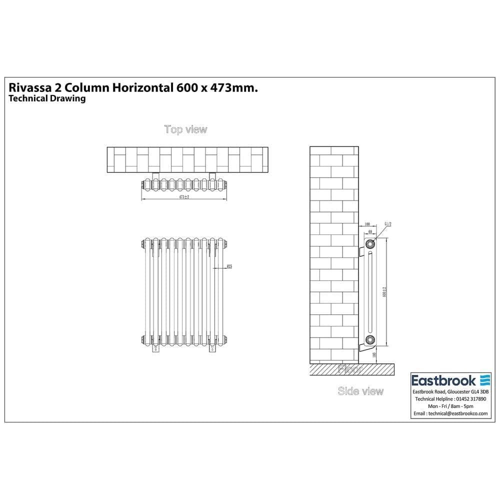 Eastbrook Rivassa Traditional 2 Column Radiator in Matt Black