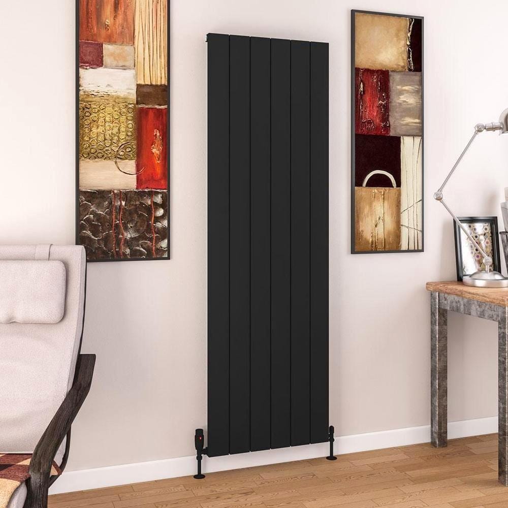 Eastbrook Panel Radiators Eastbrook Charlton Vertical Designer Radiator in Matt Black 1800 x 565 / Dual Fuel
