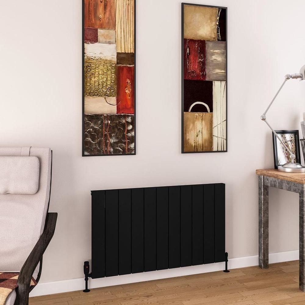 Eastbrook Panel Radiators Eastbrook Charlton Horizontal Designer Radiator in Matt Black 600 x 1040 / Central Heating