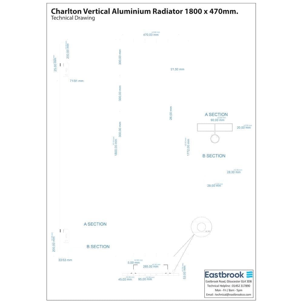 Eastbrook Charlton Vertical Designer Radiator in Matt White