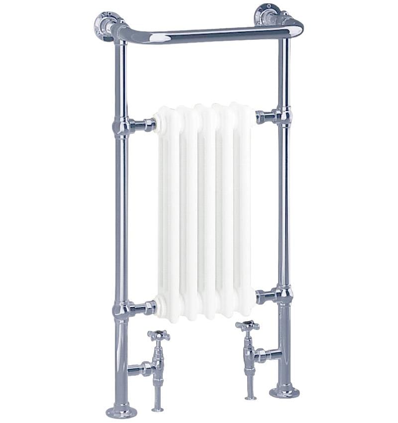 Heritage Insert Radiators Heritage Baby Clifton Traditional Straight Vertical Heated Towel Radiator - 940 x 498 - Chrome/White - AHA80