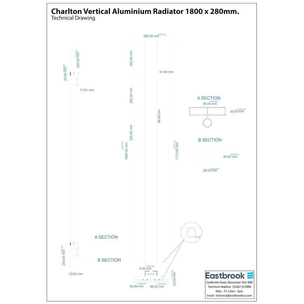 Eastbrook Charlton Vertical Designer Radiator in Matt Black