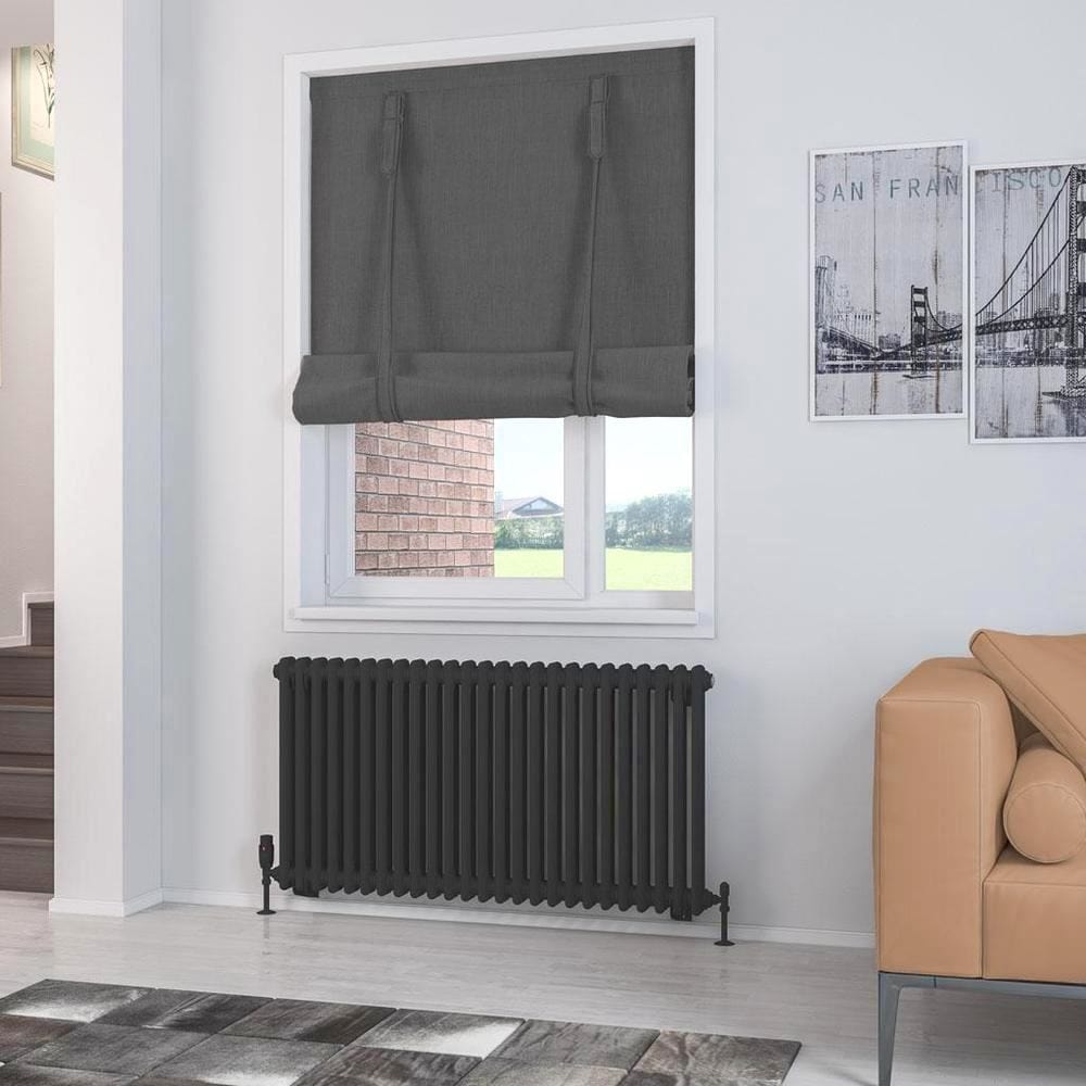 Eastbrook Column Radiator Eastbrook Rivassa Traditional 2 Column Radiator in Matt Black 600 x 1148 / Electric Only