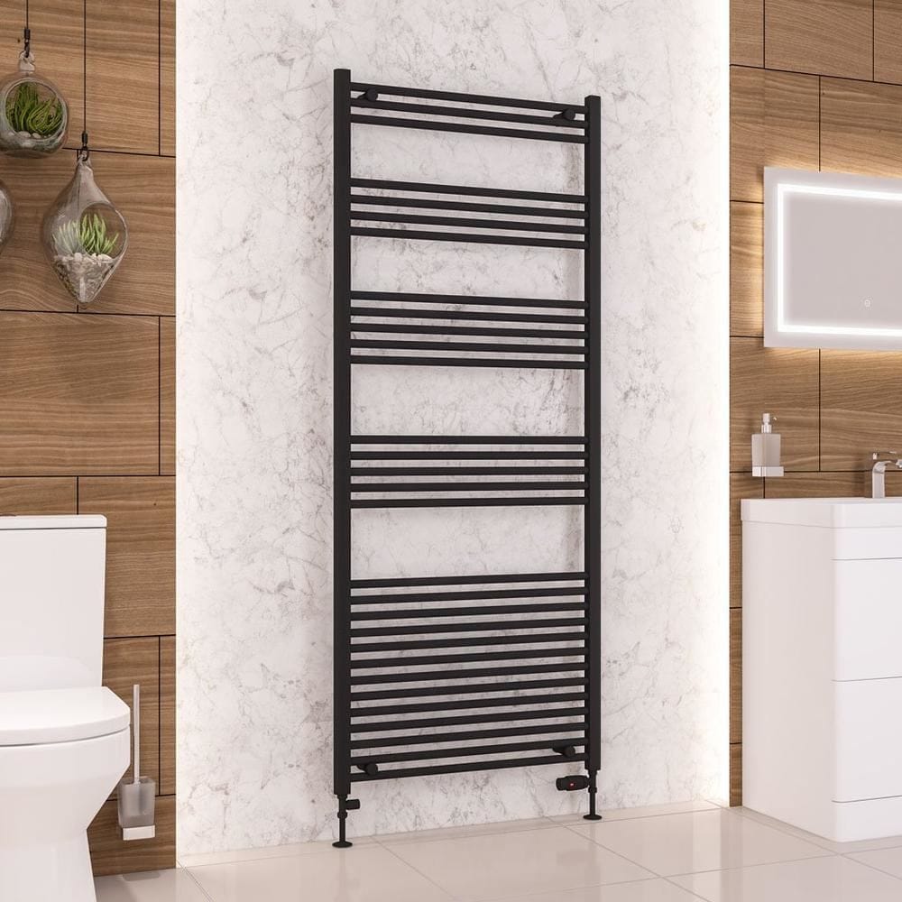 Eastbrook Ladder Rail Eastbrook Wendover Straight Vertical Heated Towel Rail in Matt Black 1800 x 750 / Central Heating