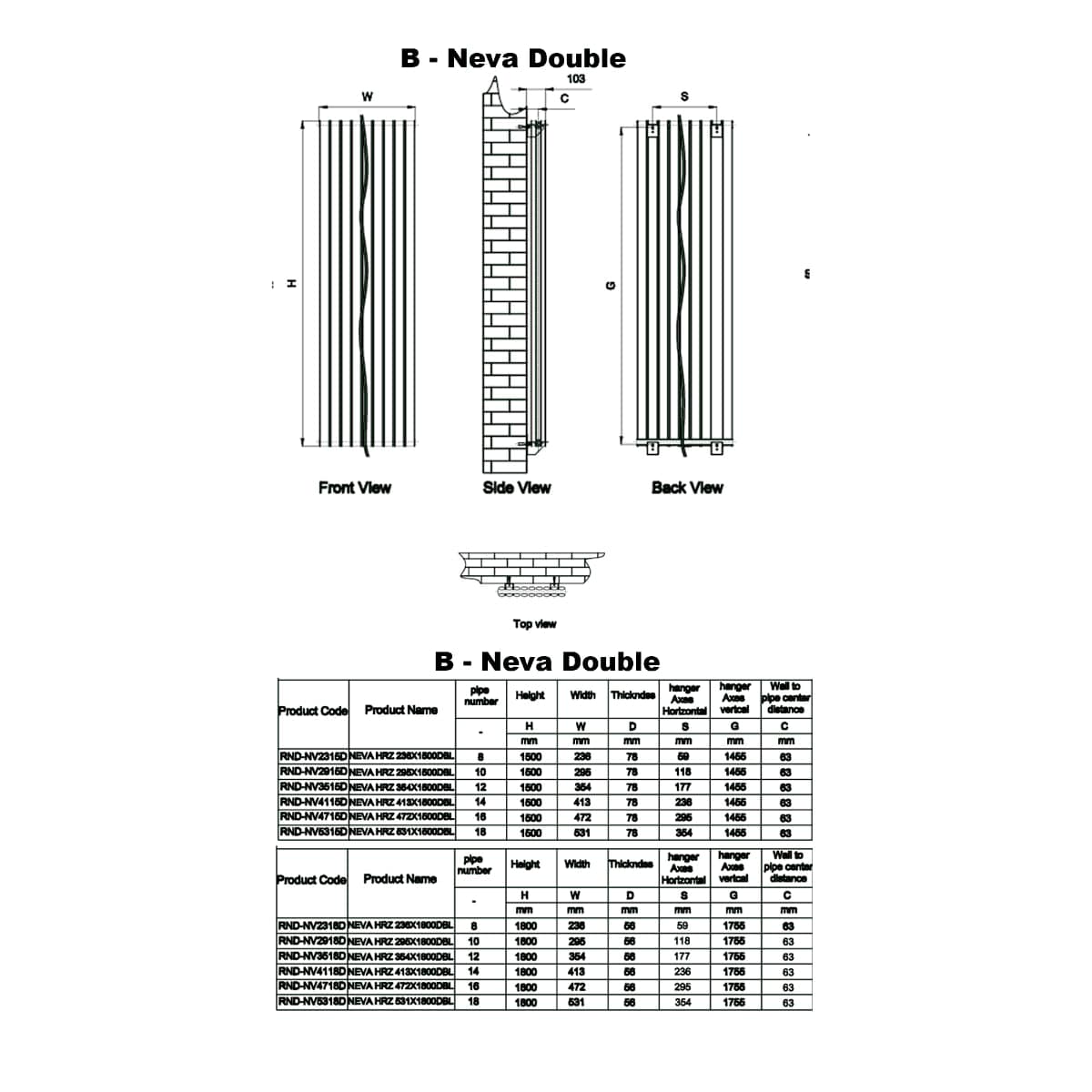 Reina Panel Radiator Reina Neva Vertical Double Panel Central Heating Radiator