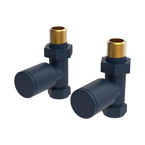 Vogue Radiator Valves Vogue Arne Round Manual Straight Valves - Steel Blue - VL003 15MMST-ZSBLU