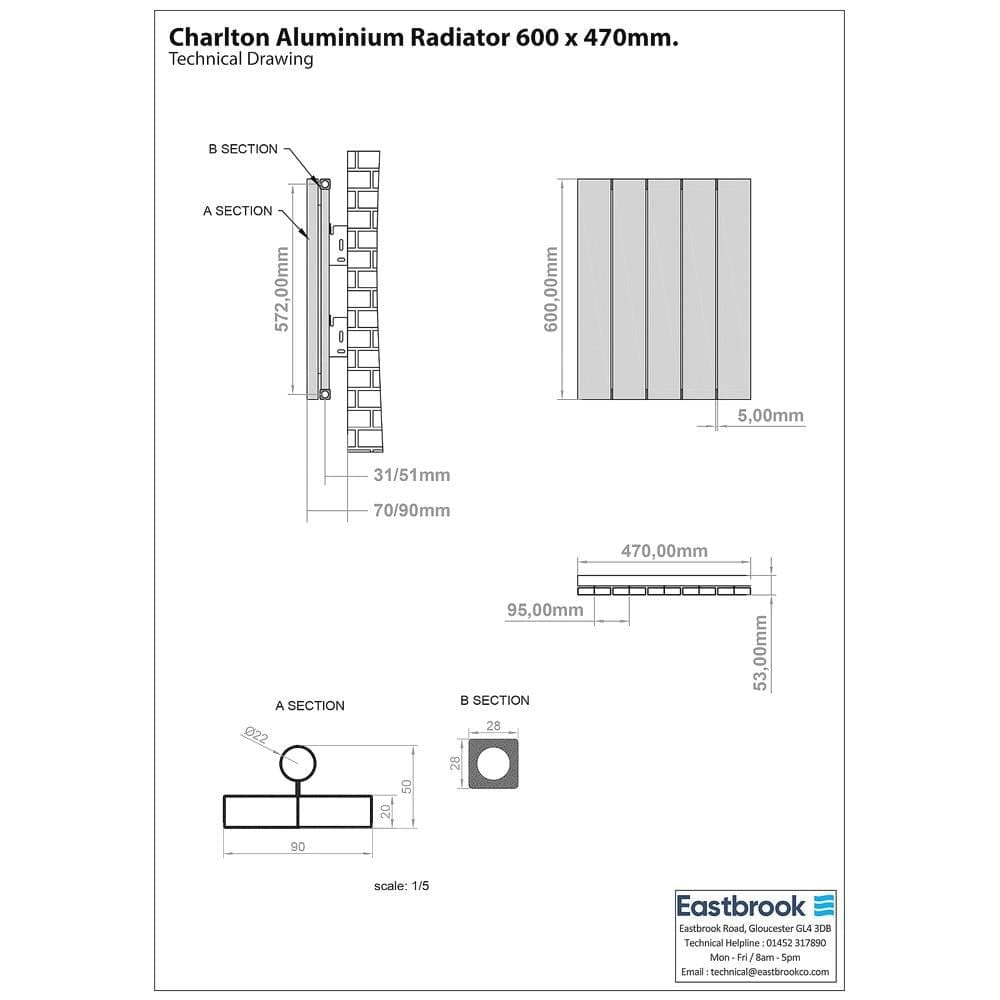 Eastbrook Flat Panel Radiators Eastbrook Charlton Horizontal Designer Radiator in Matt Anthracite