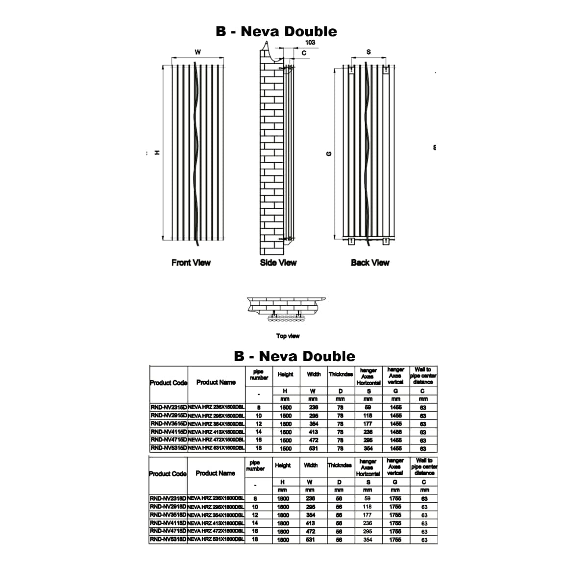 Reina Panel Radiator Reina Neva Vertical Double Panel Central Heating Radiator