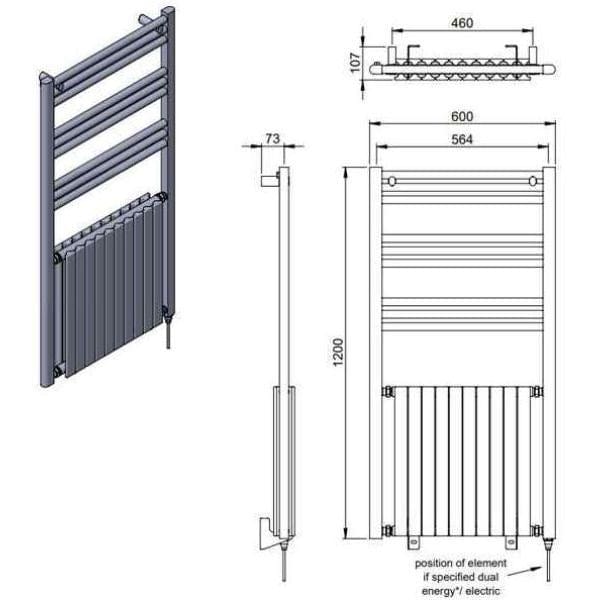 Vogue Designer Towel Radiators Vogue Harmonique Designer Heated Towel Radiator in Chrome