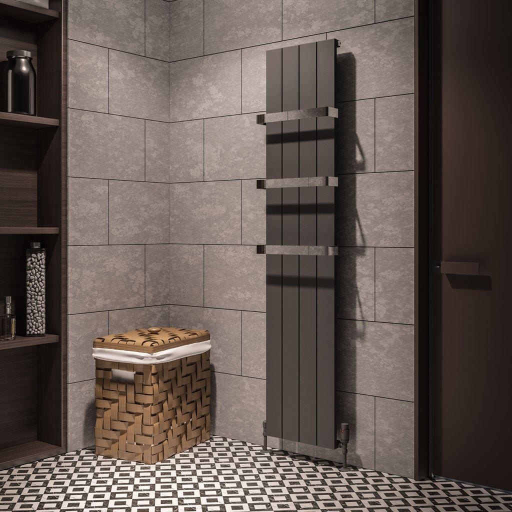 Eastbrook Panel Radiator Eastbrook Rosano Straight Vertical Aluminium Radiator in Matt Anthracite 1800 x 375mm / Central Heating