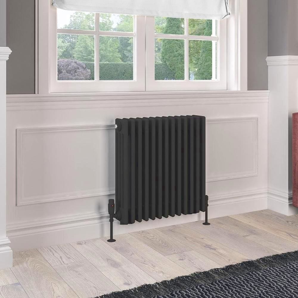 Eastbrook Column Radiator Eastbrook Rivassa Traditional 4 Column Radiator in Matt Black 600 x 605 / Electric Only