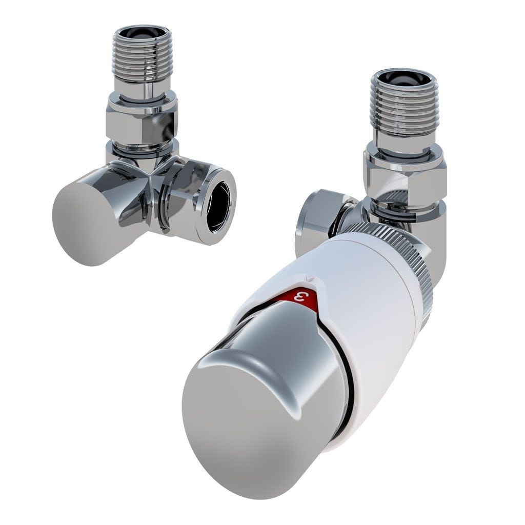 Eastbrook Radiator Valves Eastbrook Darlington Corner Thermostatic Radiator Valve - White/Chrome - 54.0007