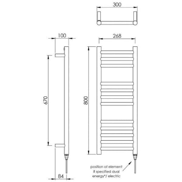 Vogue Ladder Rail Vogue Chube Straight Ladder Rail in Polished Stainless Steel