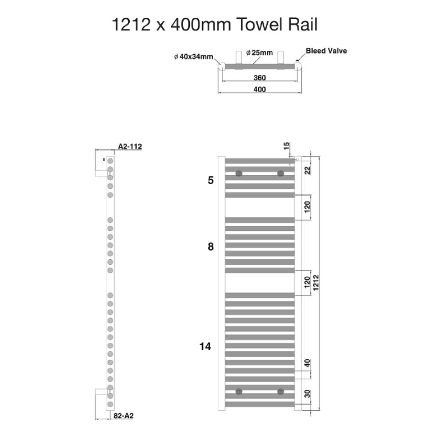 Tissino Ladder Rails Tissino Hugo2 Designer Towel Radiator in Mount Blanc