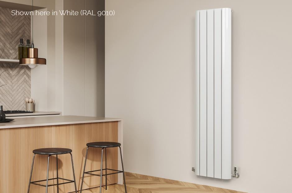 MHS Radiators Vertical Panel Radiators MHS Play Straight Vertical Aluminium Designer Radiator in Bianco Pure White 1800 x 590