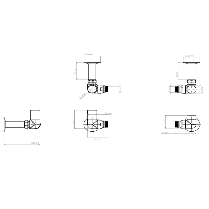 Totally Rads Radiator Valves Crosswater MPRO Corner Radiator Valves
