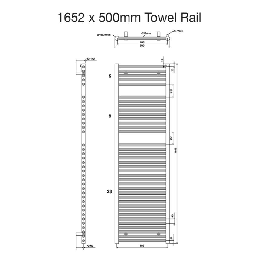 Tissino Ladder Rails Tissino Hugo2 Designer Towel Radiator in Lusso Grey