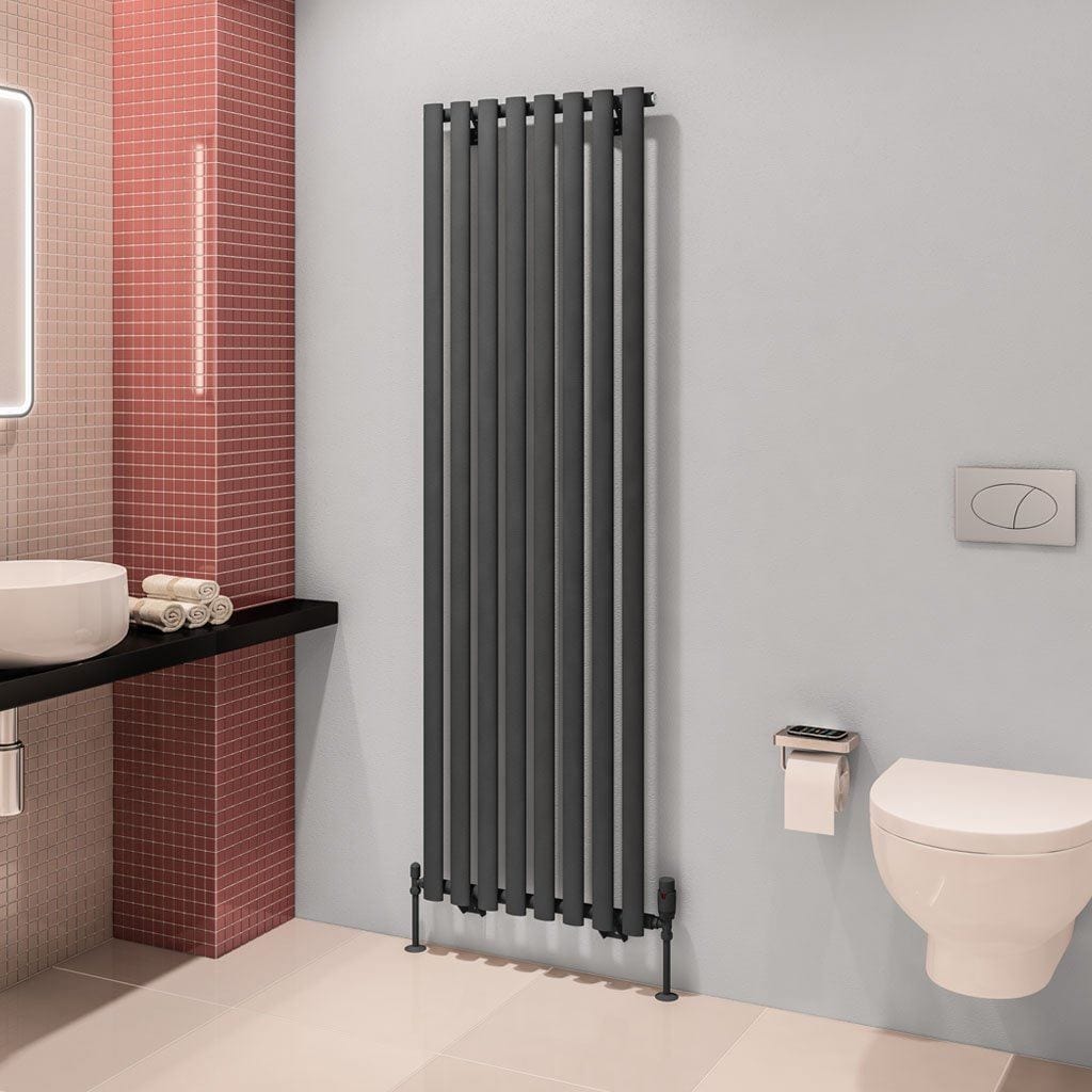 Eastbrook Panel Radiators Eastbrook Tunstall Straight Vertical Designer Radiator in Matt Anthracite 1800 x 560