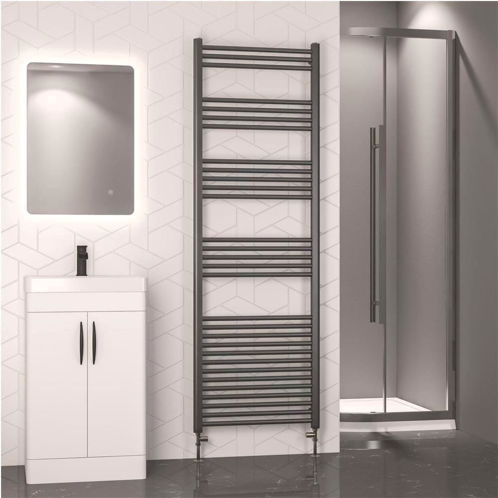 Eastbrook Ladder Rail Eastbrook Wendover Straight Heated Towel Rail in Brushed Gunmetal 1800 x 600mm / Electric Only
