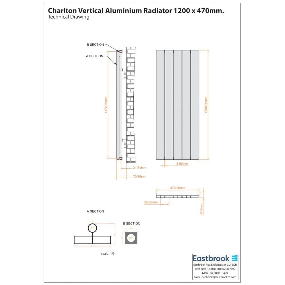 Eastbrook Charlton Vertical Designer Radiator in Matt White