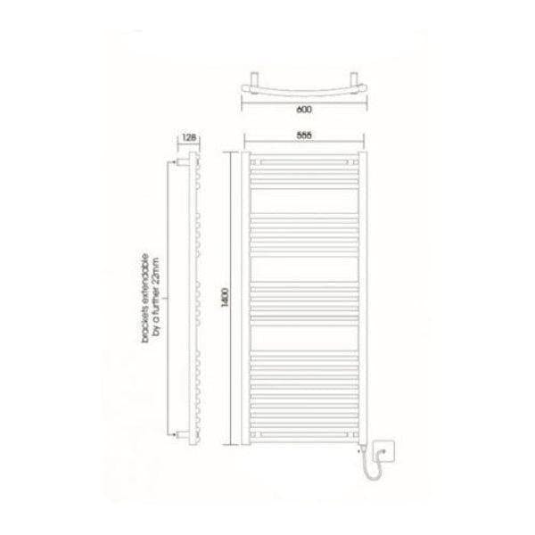 Vogue Ladder Rail Vogue Combes Curved Ladder Towel Rail in Chrome 1400 x 600 / Dual Fuel