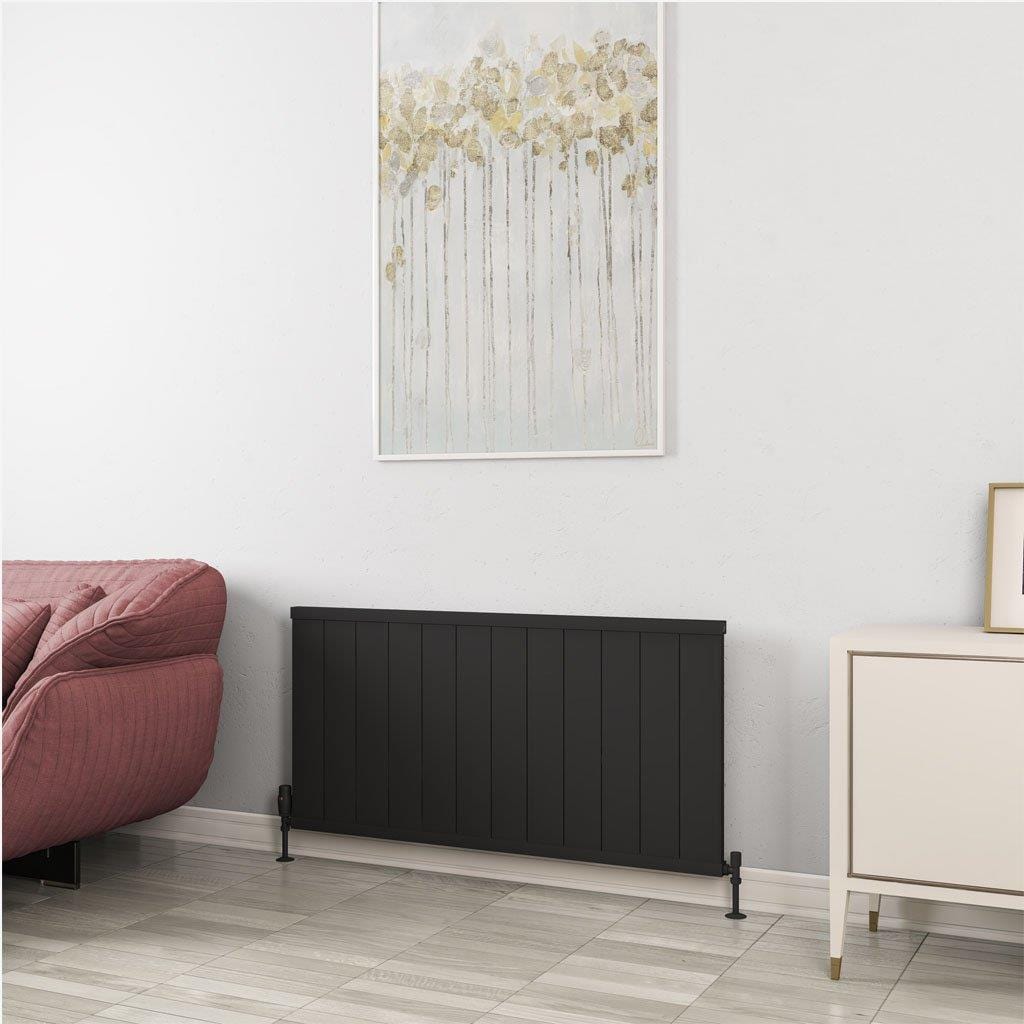Eastbrook Panel Radiator Eastbrook Kingswood Slimline Horizontal Aluminium Radiator 600 x 1210mm / Matt Black