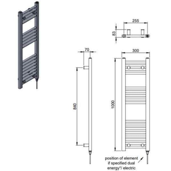 Vogue Ladder Rails Vogue Axis Straight Ladder Towel Rail in Chrome