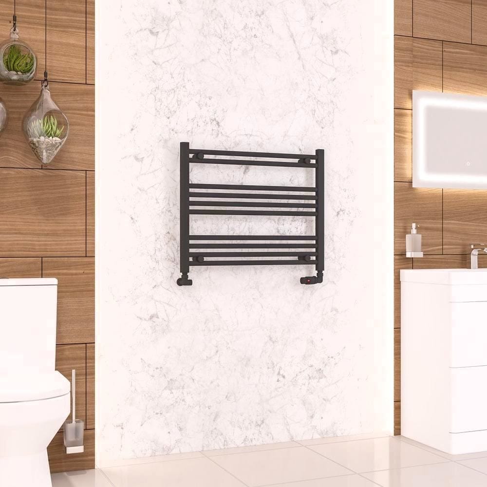 Eastbrook Ladder Rail Eastbrook Wendover Straight Vertical Heated Towel Rail in Matt Black 600 x 750 / Electric Only