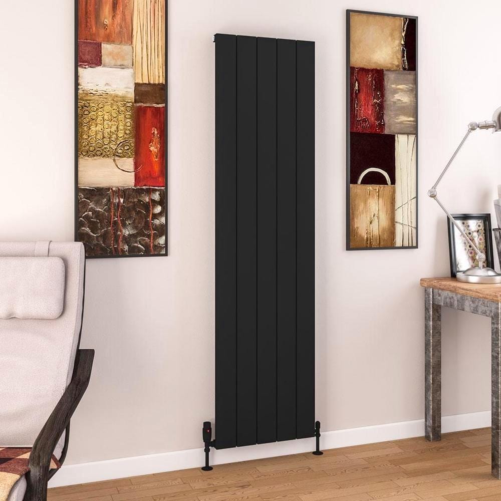 Eastbrook Panel Radiators Eastbrook Charlton Vertical Designer Radiator in Matt Black 1800 x 470 / Dual Fuel