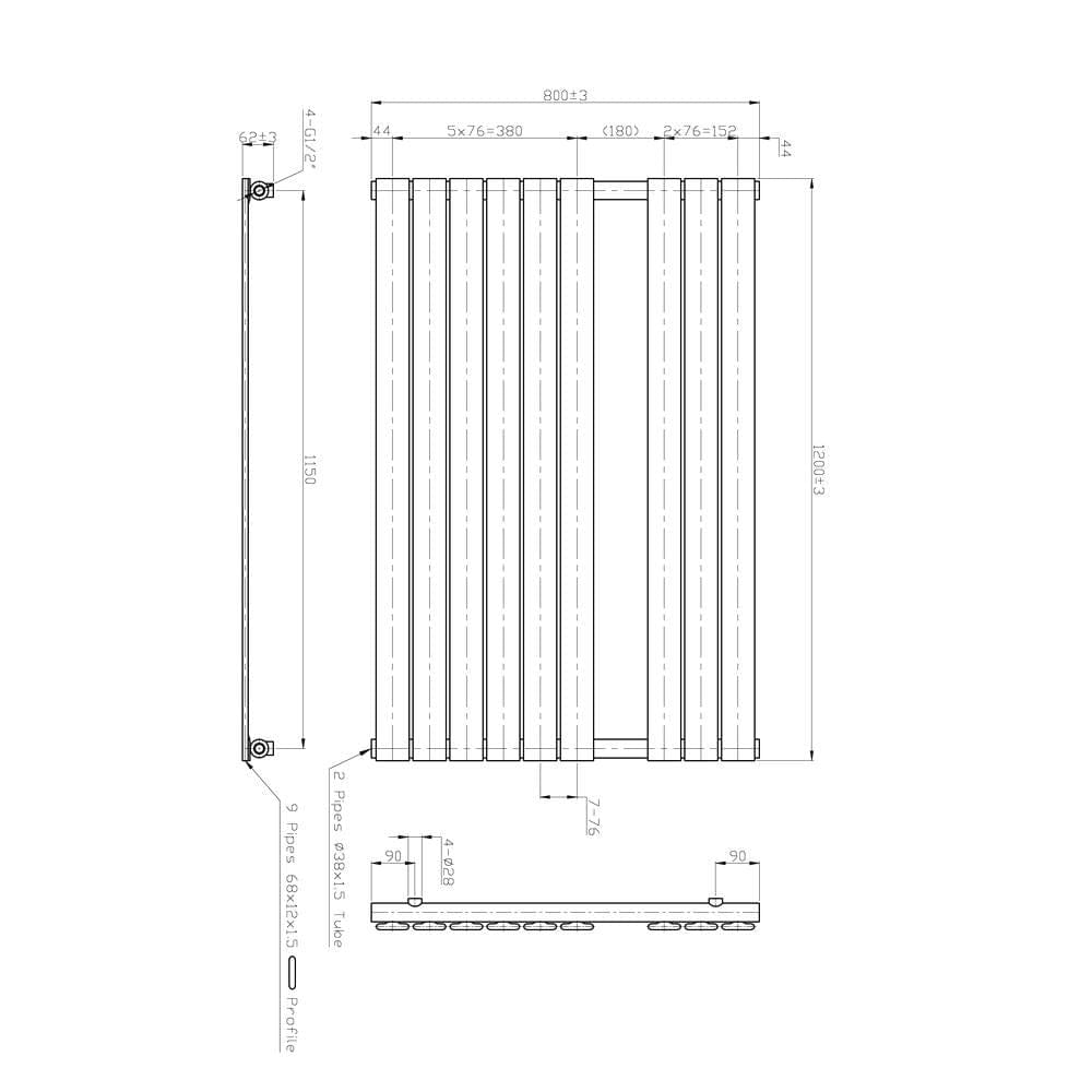 Eastbrook Designer Towel Rail Eastbrook Staverton Tube on Tube Straight Vertical Heated Towel Rail in Chrome