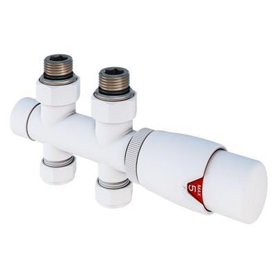 Totally Rads Radiator Valves Eastbrook Straight Twin Inlet Thermostatic Radiator Valve 15mm White