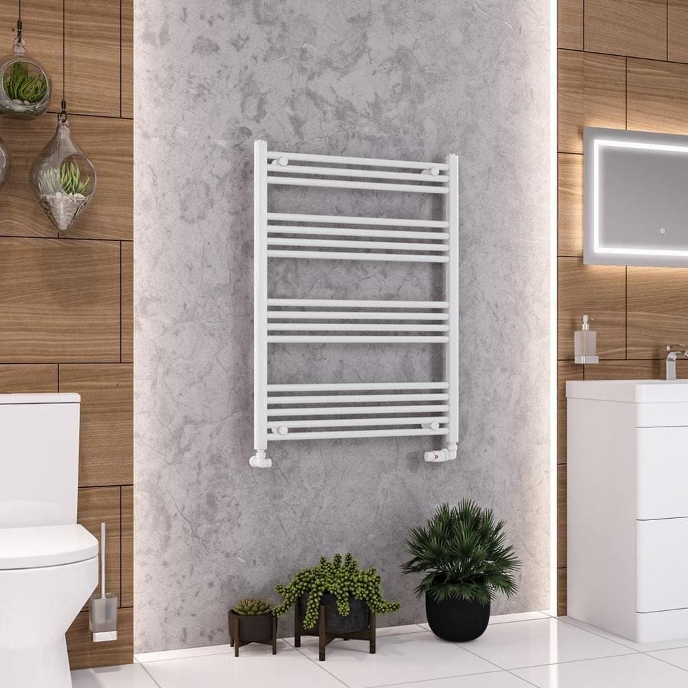 Eastbrook Ladder Rail Eastbrook Wendover Straight Vertical Heated Towel Rail in White 1000 x 750 / Central Heating