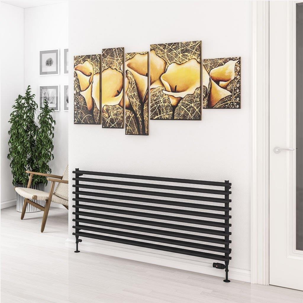 Eastbrook Designer Towel Radiator Eastbrook Murano Horizontal Designer Radiator in Matt Black 600 x 1400mm