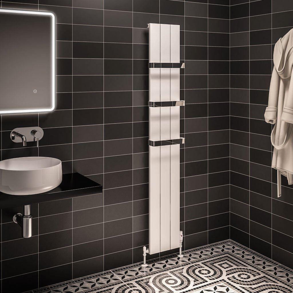 Eastbrook Panel Radiator Eastbrook Rosano Straight Vertical Aluminium Radiator in Matt White 1800 x 280mm / Dual Fuel
