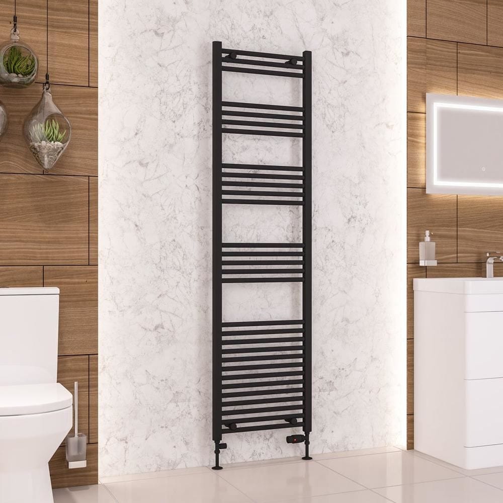 Eastbrook Ladder Rail Eastbrook Wendover Straight Vertical Heated Towel Rail in Matt Black 1800 x 500 / Central Heating