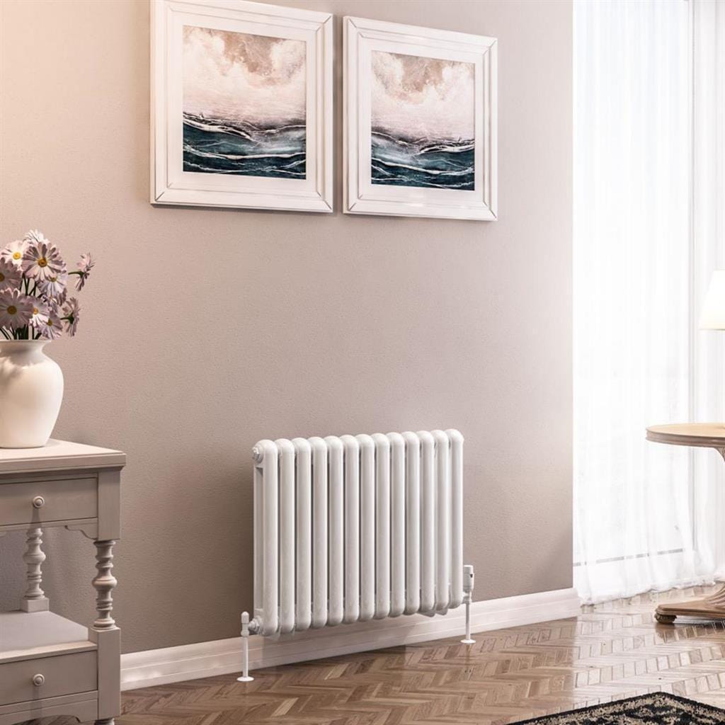 Eastbrook Column Radiators Eastbrook Rubano Straight Horizontal Traditional Column Radiator in Gloss White 600 x 803 / Electric Only