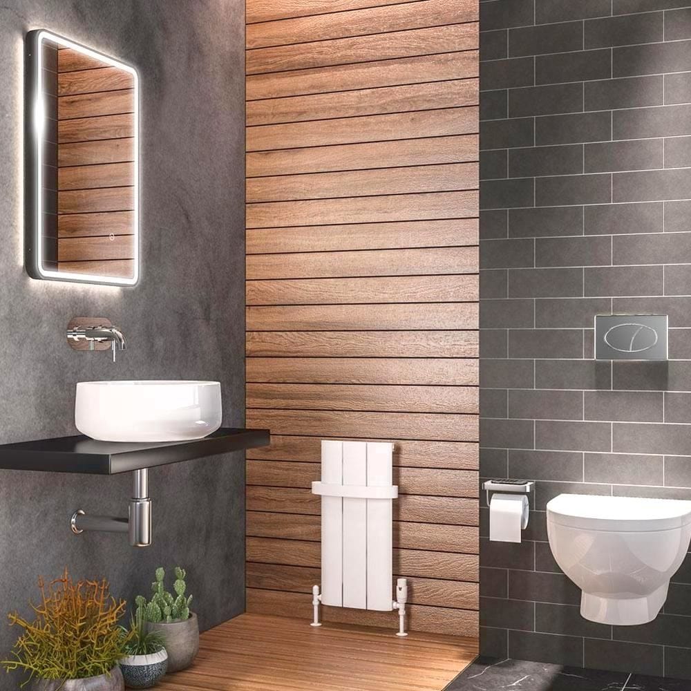 Eastbrook Panel Radiator Eastbrook Peretti Straight Vertical Aluminium Radiator in Matt White 600 x 280 / Electric Only
