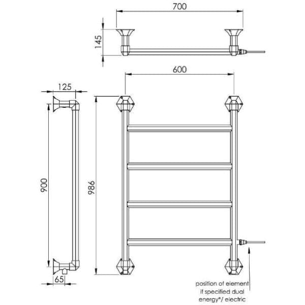 Vogue Traditional Towel Radiators Vogue Art Moderne Straight Wall Mounted Traditional Towel Radiator in Chrome