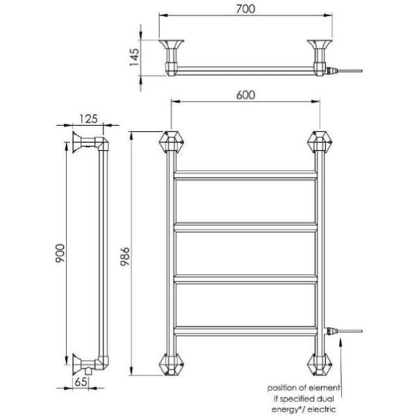 Vogue Traditional Towel Rail Vogue Art Moderne Straight Wall Mounted Traditional Towel Radiator in Chrome