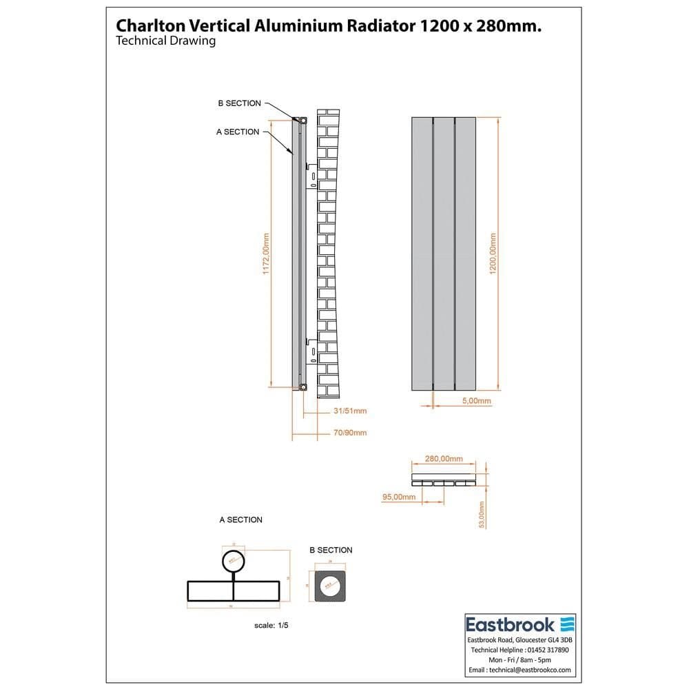 Eastbrook Eastbrook Charlton Vertical Designer Radiator in Matt White