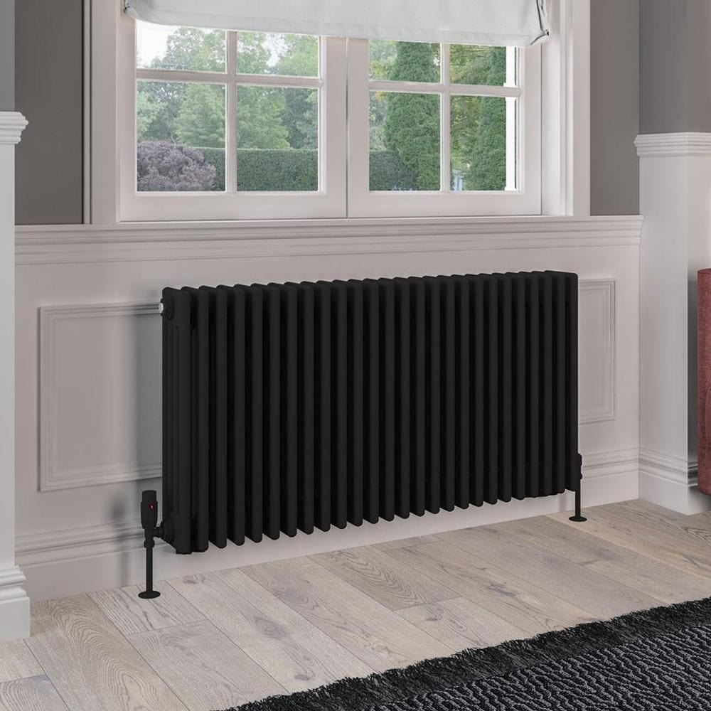 Eastbrook Column Radiator Eastbrook Rivassa Traditional 4 Column Radiator in Matt Black 600 x 1190 / Central Heating